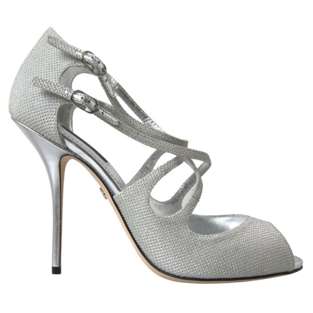 Dolce & Gabbana Silver Shimmers Sandals Heel Pumps Women's Shoes